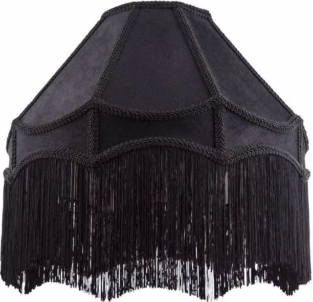 Happy Homewares Traditional Victorian Empire Soft Velvet Lamp Shade with Tassels in Black, Diameter: 40.64 cm