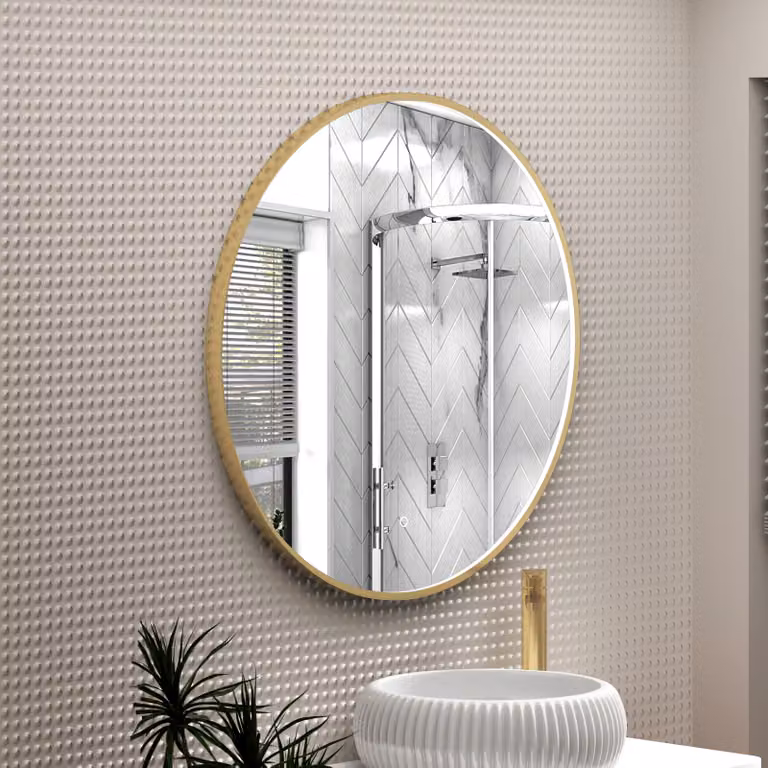 Royal Bathrooms Luxor Round LED Mirror in Brushed Brass with Touch Sensor and Demister Pad