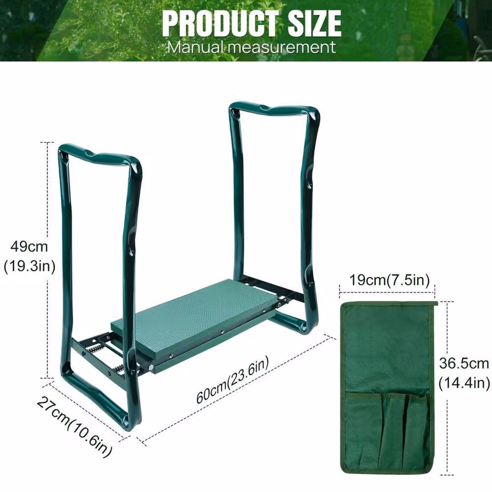 FLAVORA 2-in-1 Foldable Ergonomic Garden Kneeler Bench in Green – 4