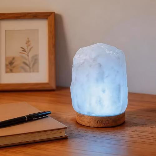 Myga USB Colour Changing Himalayan Salt Lamp with Wooden Base, White and Multicolour LED – 2