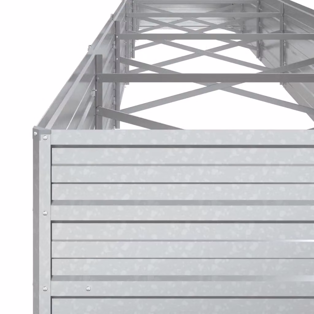 Berkfield Home Garden Galvanised Steel Raised Bed in Silver, W: 600 cm, D: 80 cm, H: 45 cm – 3