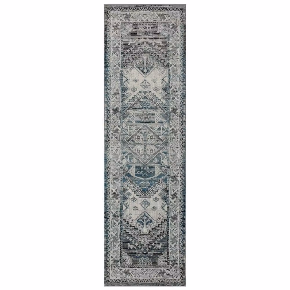 The Rug Shop UK Blue Traditional Persian Geometric Easy To Clean Latex Back Rug W: 240 cm, D: 340 cm – 3