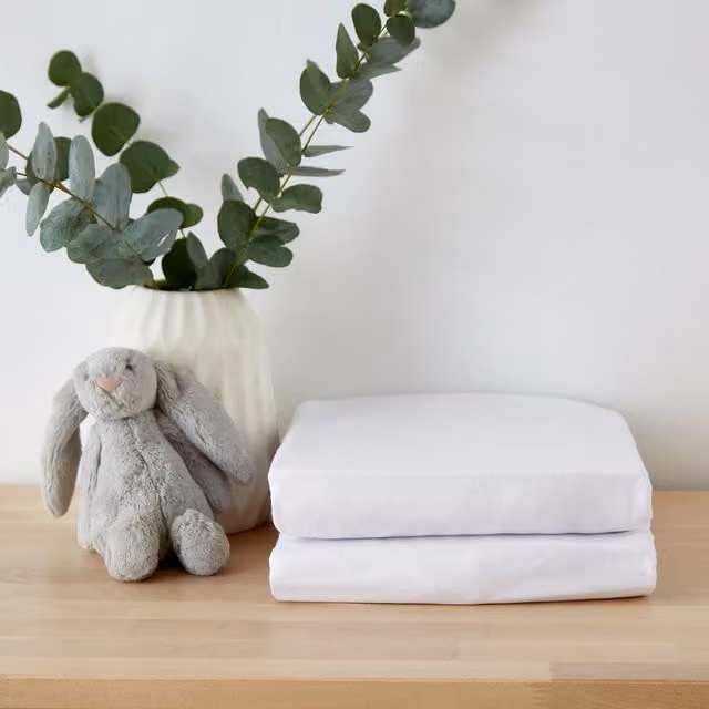 Martex White Cotton Jersey Baby Pram Fitted Sheet with All-Round Elastic