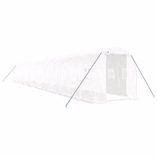 vidaXL White Steel Frame Greenhouse for Vegetable Gardens, 16 x 2 x 2 m – 1