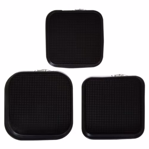 Orsina Set of 3 Non-Stick Square Springform Cake Tins in Black, W: 28 cm, D: 28 cm, H: 7 cm – 3