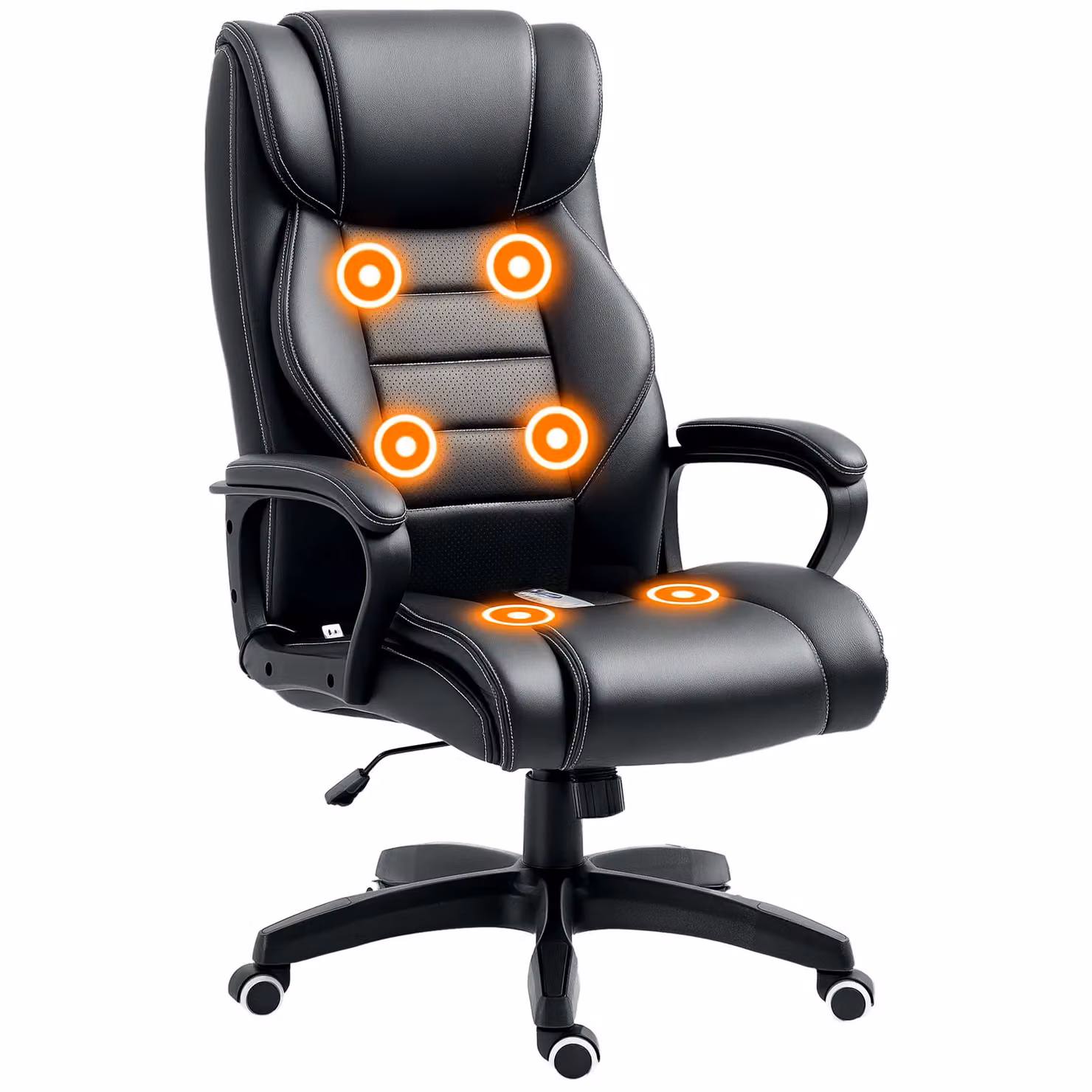 Vinsetto Black Synthetic Leather Executive Office Chair with 6-Point Vibration Massage and Headrest – 2