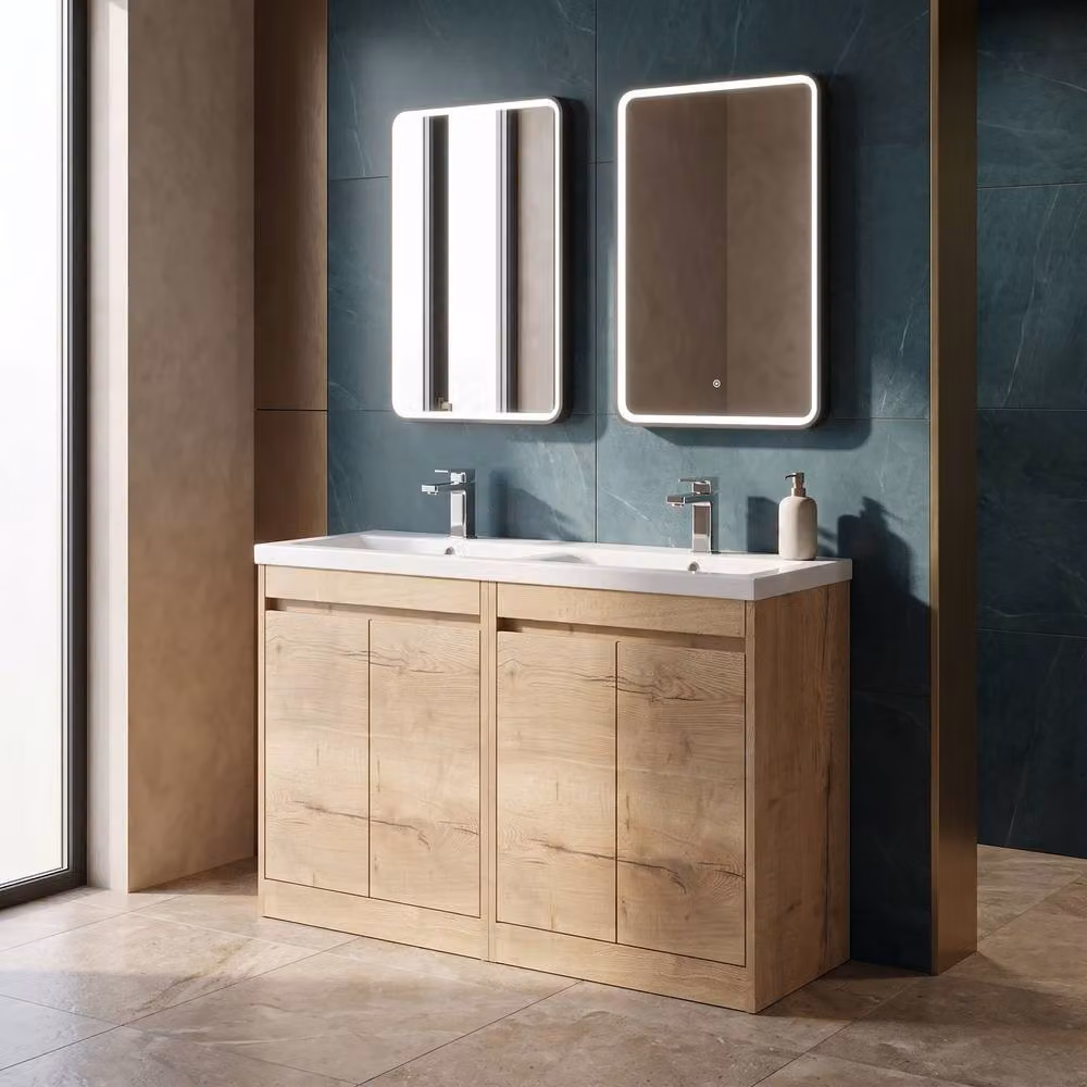Balterley Chartley 4 Drawer Vanity Unit with Ceramic Basin in Autumn Oak Brown W/D/H: 120 x 39.5 x 83.5 cm – 2