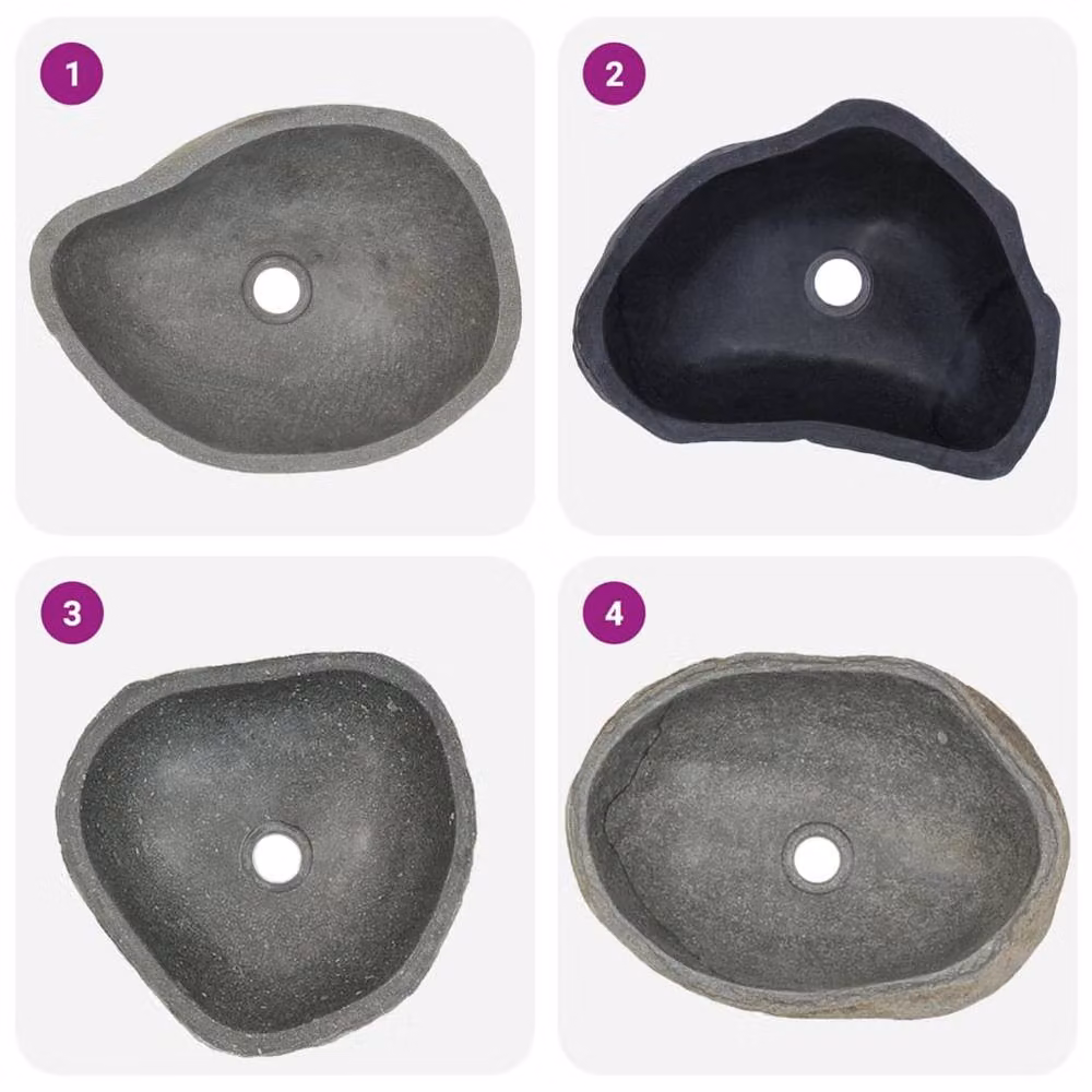 Berkfield Home River Stone Oval Basin in Black, W: 37-46 cm, D: 29-36 cm – 3