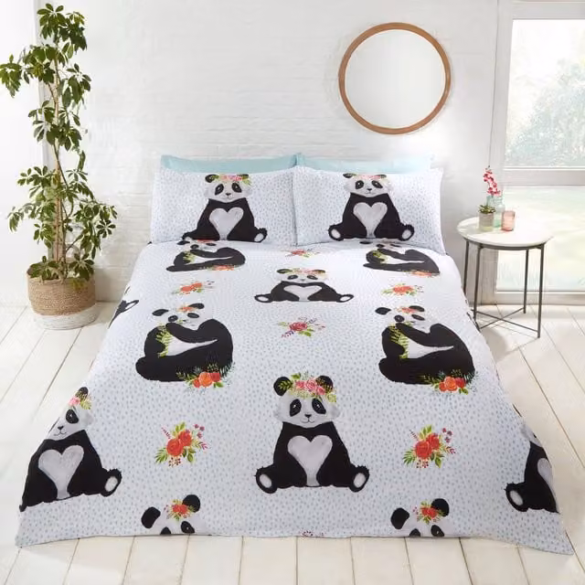 Rapport Home Pandas Polycotton Duvet Cover Set, Multicolour, W: 180 cm x L: 200 cm