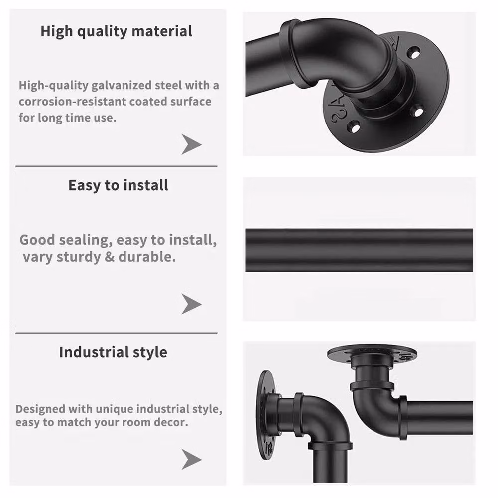 VOGREX Black Metal Adjustable Stair Handrail Set and Wall Mounted Grab Balustrade, 100 cm – 2