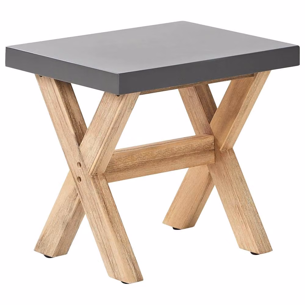 Wyld and Coco Acacia Outdoor Stool with Grey Fibre Cement Seat – 2