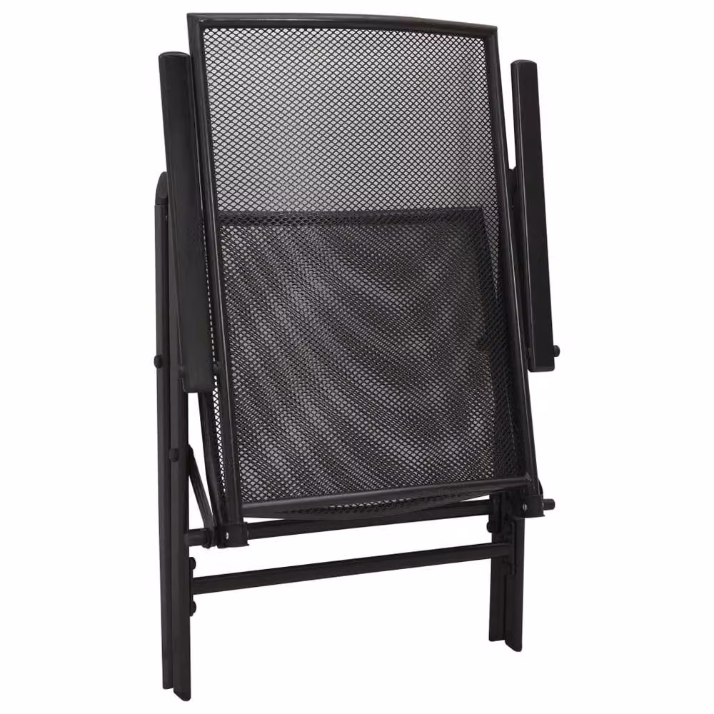 Berkfield Home 5-Piece Reclining Garden Chair Set in Anthracite and Black Powder-coated Steel – 3