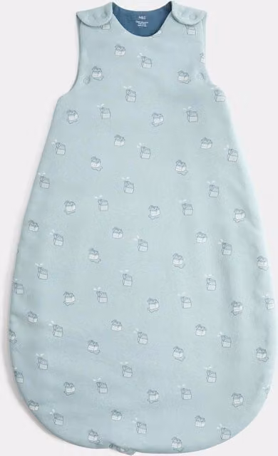 M&S Milk Box 2.5 Tog Sleeping Bag for Babies and Toddlers 0-3 Years Aqua Marine Blue