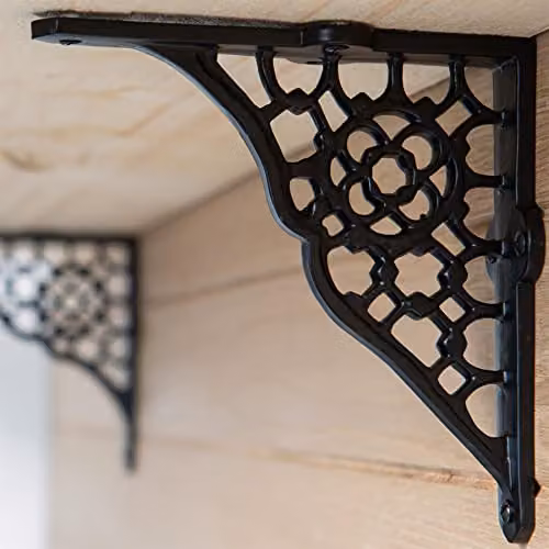 Hammer and Tongs Honeycomb Iron Wall Mounted Shelf Bracket in Matt Black – 6