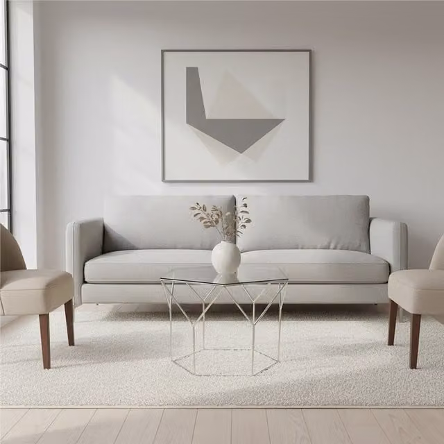 Orsina Shalimar Pentagonal Silver Coffee Table with Glass Top