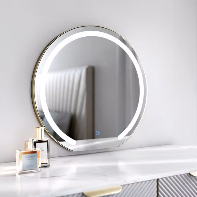 Carme Maisie Gold Frameless Touch Sensor LED Mirror in Gold