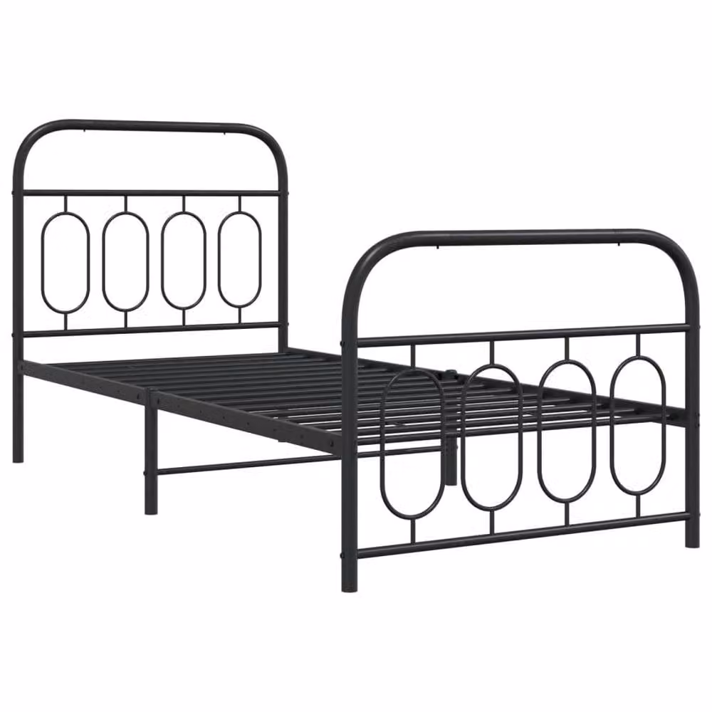 Berkfield Home Metal Bed Frame with Footboard, Black, W/D/H: 90 x 200 cm – 2