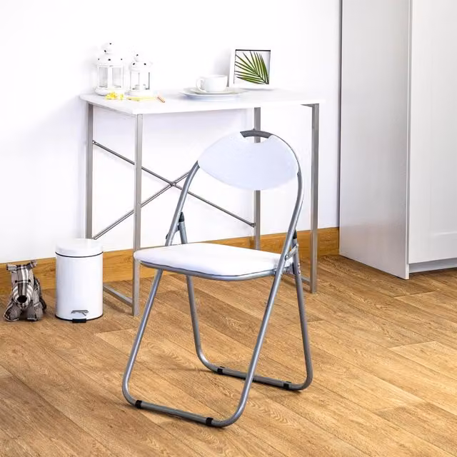 Harbour Housewares Pack of 6 Padded Folding Metal Chairs in White