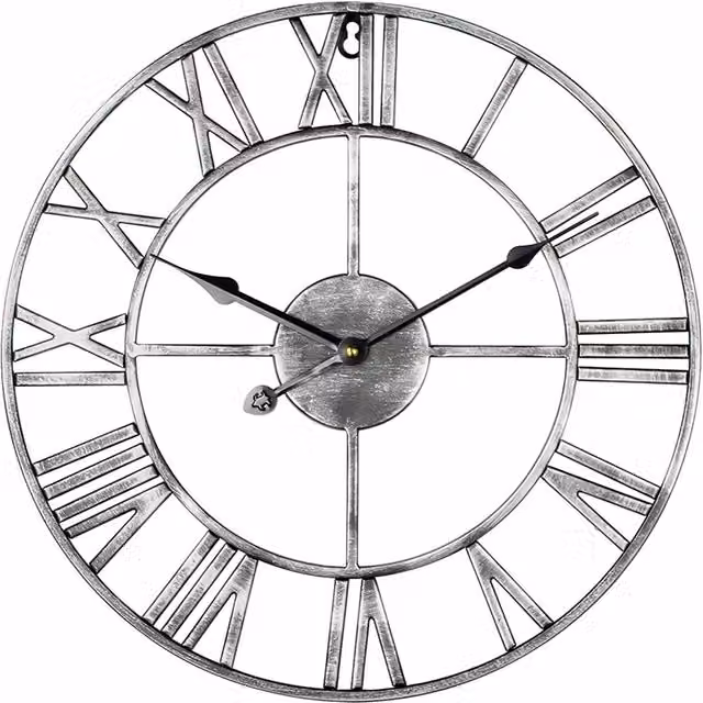 Crystals Modern Round Silver Metal Outdoor Wall Clock, Diameter: 60 cm