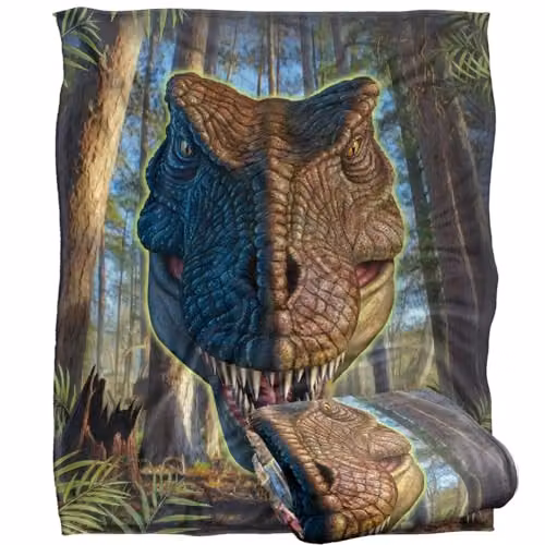 JQ Licensing Jlo T-Rex Dinosaur Head Super Soft Fleece Throw Blanket, Multicolour, W/D/H: 152 x 127 cm
