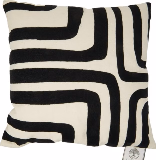 Divante Hudson Square Embroidered Cushion in Black and White