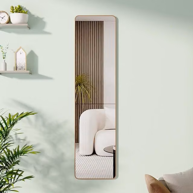 Livingandhome Gold Rectangular Full Length Door Hanging Mirror