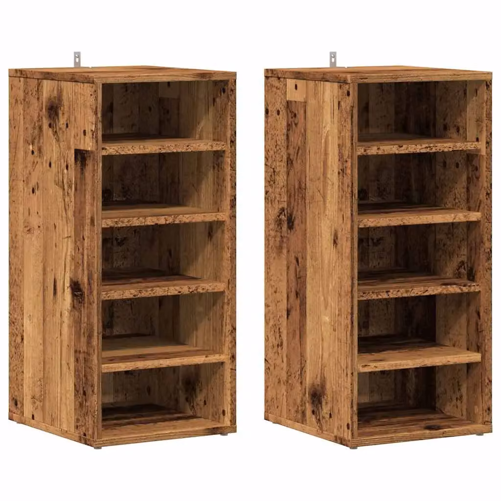 Berkfield Home Set of 2 Shoe Cabinets in Old Wood Brown, W/D/H: 32 x 35 x 70 cm – 2
