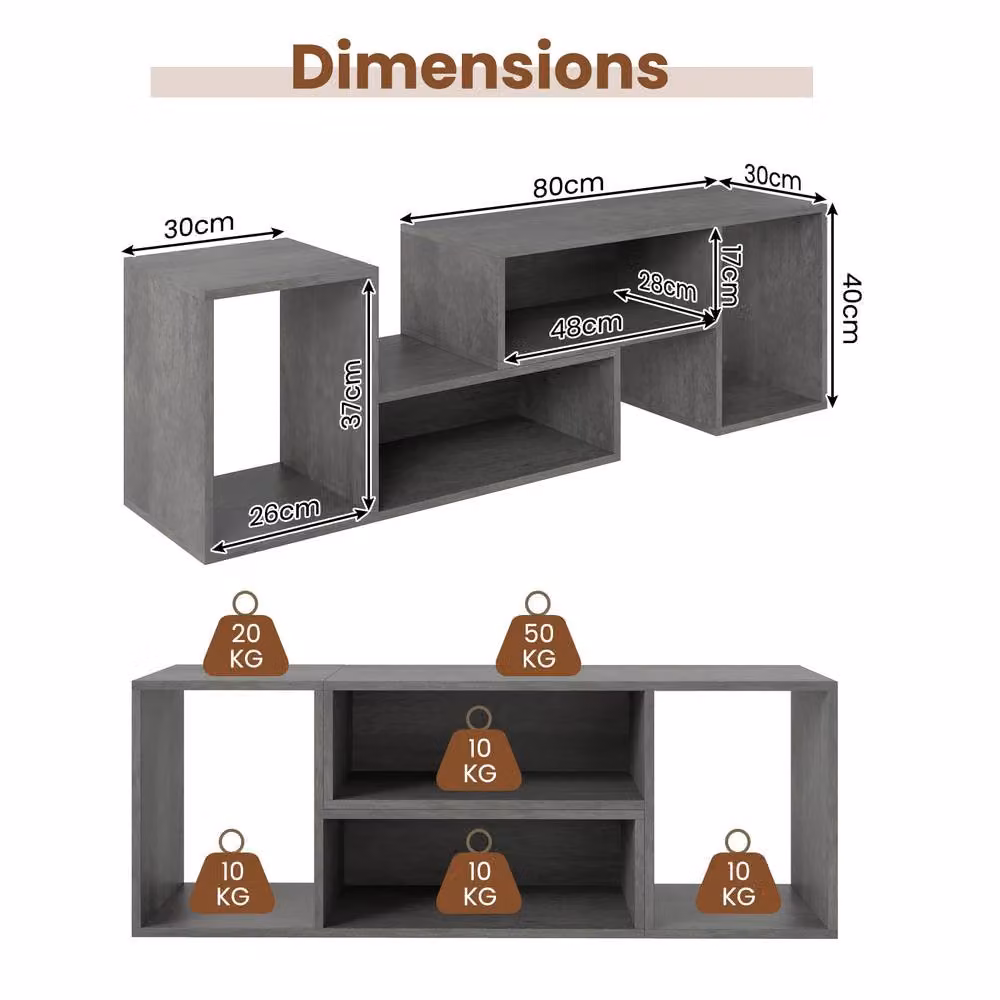 CASART Grey Minimalist Wood Free Combination TV Stand for 60 Inch TVs with Media Compartments – 2