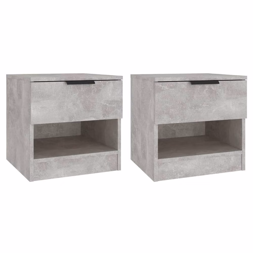 Berkfield Home Elegant Bedside Cabinets, 2 Piece Set in Concrete Grey Engineered Wood – 2