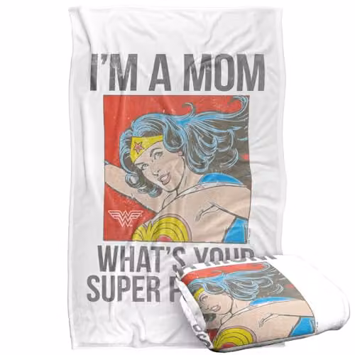 LOGOVISION Wonder Woman I'm A Mom Comic Super Soft Silky Touch Fleece Throw Blanket, Multicolour – 1