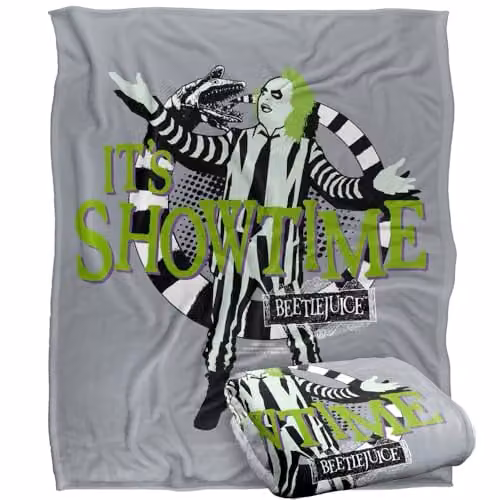 LOGOVISION Beetlejuice Its Showtime Super Soft Silky Touch Fleece Throw Blanket, Multicolour, W: 127 cm x D: 152 cm – 1