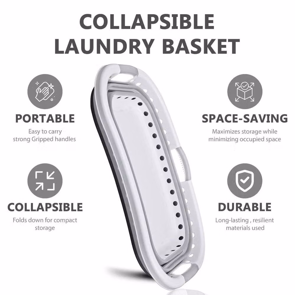 KORVIXA Collapsible Laundry Basket with Handles, 37L, Grey – 3