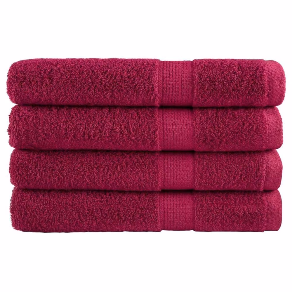 Berkfield Home SOLUND Premium Cotton Terry Towel Set, 4 Pieces, Bordeaux Red, W: 100 cm, L: 200 cm, 600gsm – 2