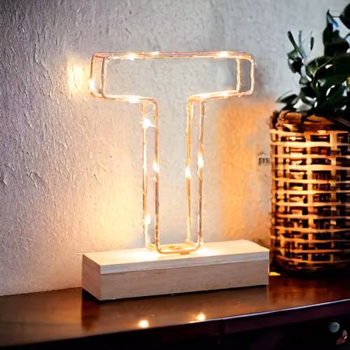 Echo Three LED Alphabet Wire Frame Letter Light T in Gold – 2