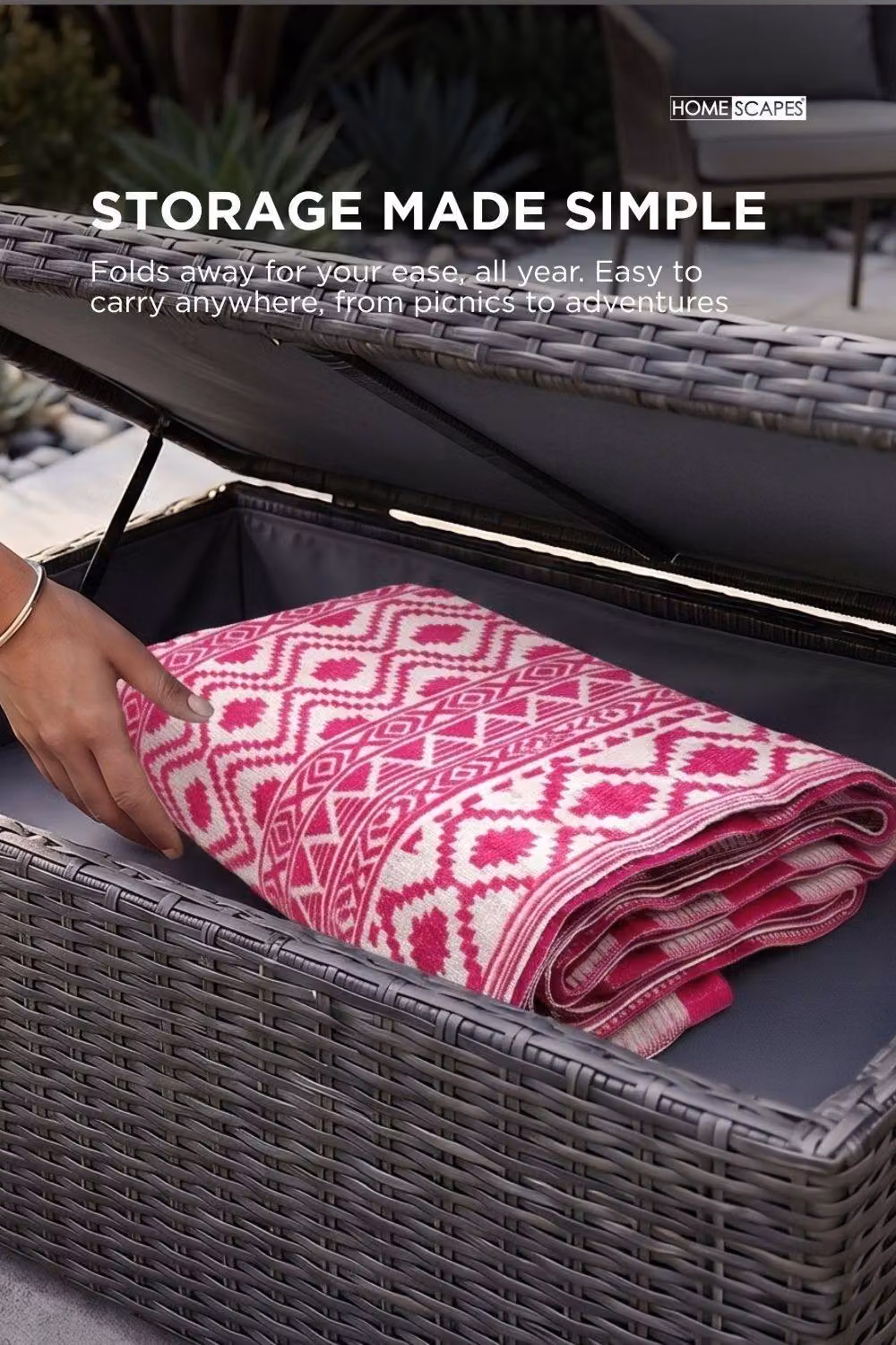 Homescapes Luxury Outdoor Rug in Pink Tia Aztec, Reversible and UV-Resistant, W/D/H: 120 x 180 cm – 3