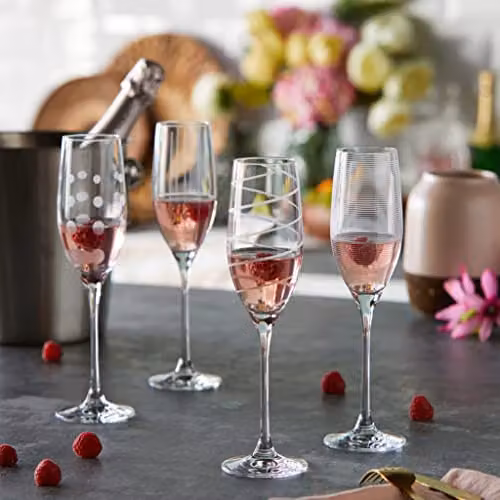 Mikasa Cheers Crystal Champagne Flute Set, 4 Piece, Transparent, 250ml per glass – 5