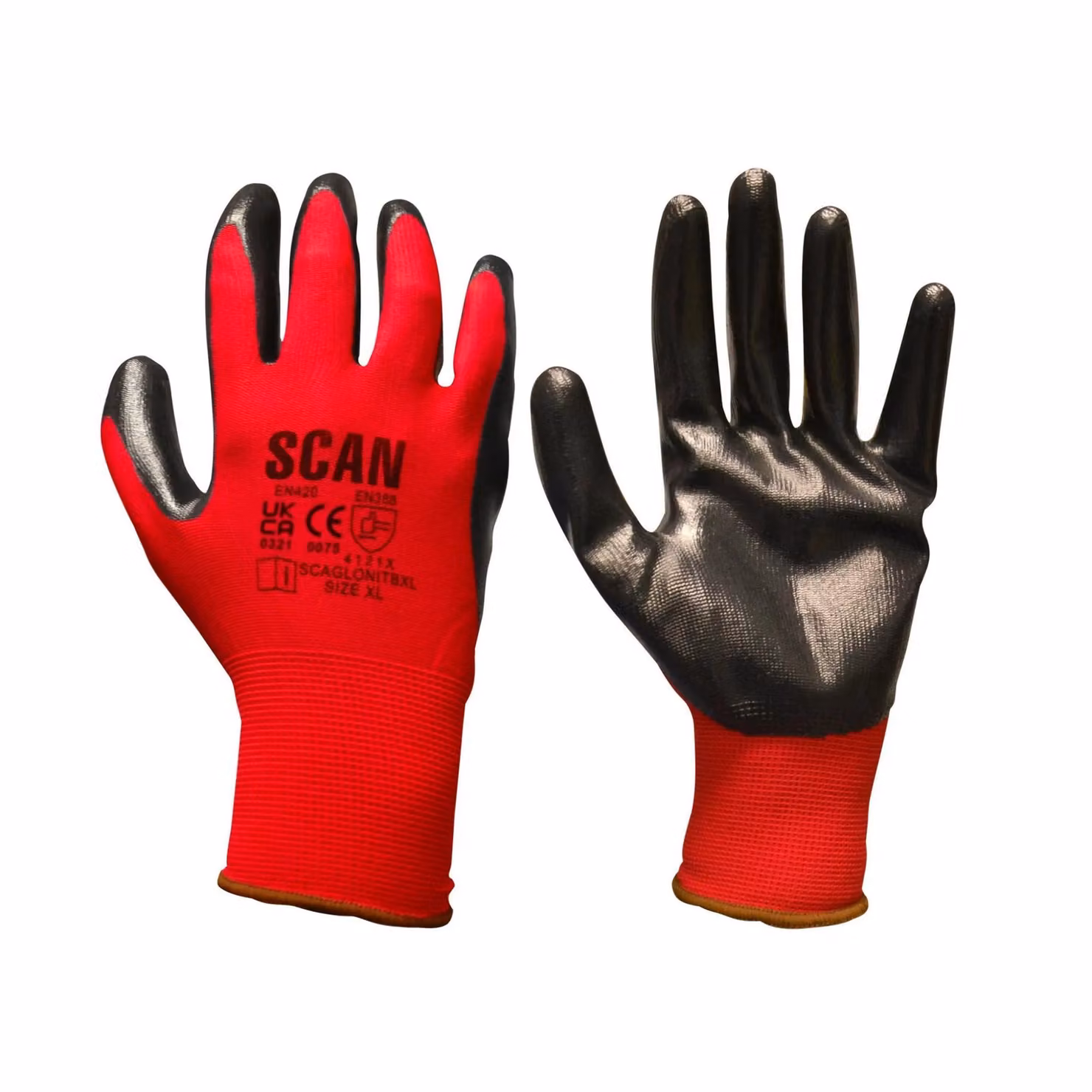 Scan Nitrile Coated Knitted Gloves, Multicolour, Size: XL – 2