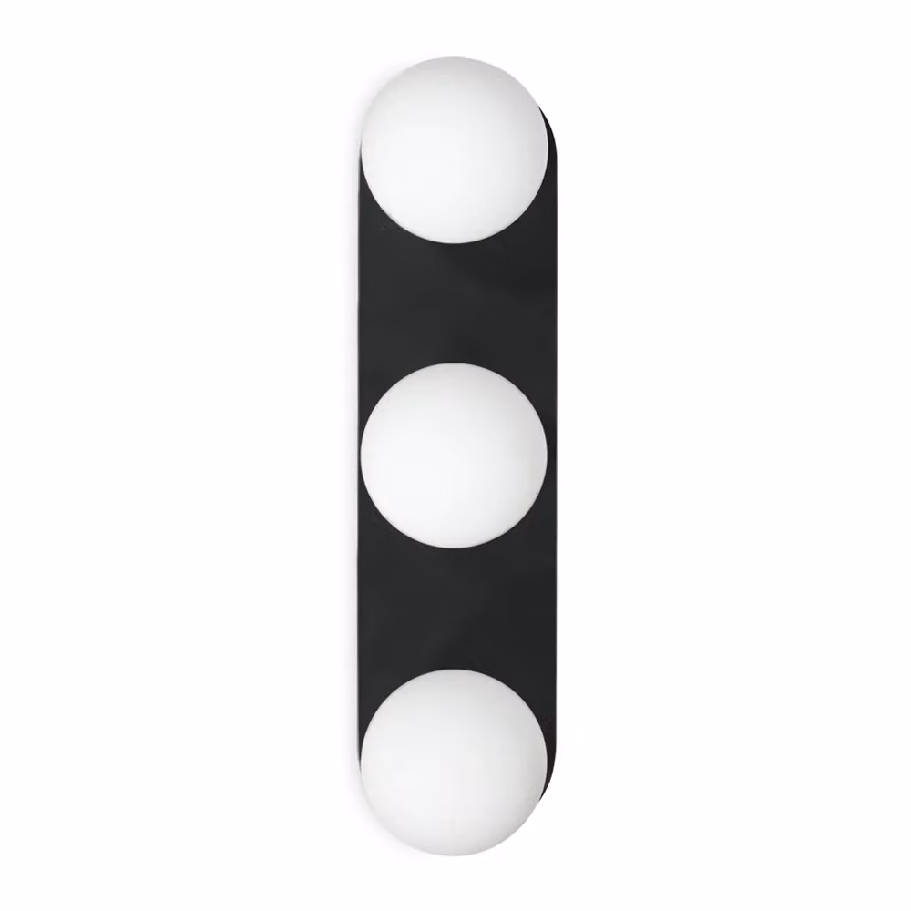 ValueLights Orbital 3 Way Bar Black Wall and Ceiling Light with Opal Glass Globe, IP44 Rated – 5