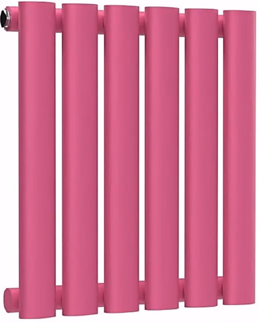 Lux Heat Oval Horizontal Wall Mounted Steel Radiator in Barbie Pink, W: 400 mm x H: 360 mm