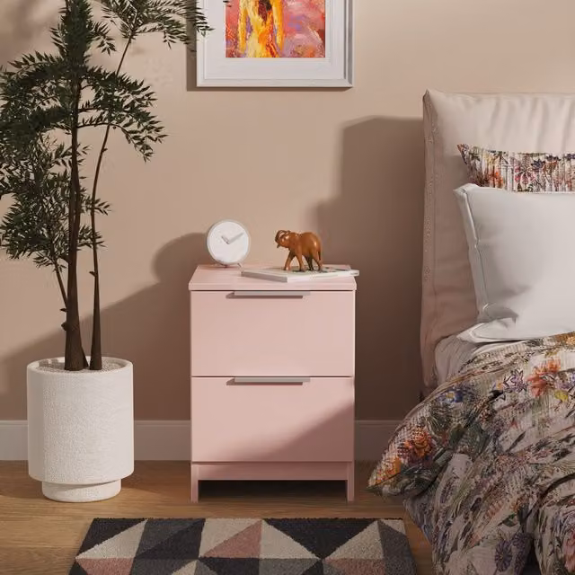 2 U Dover 2 Drawer Bedside Cabinet in Dusty Pink