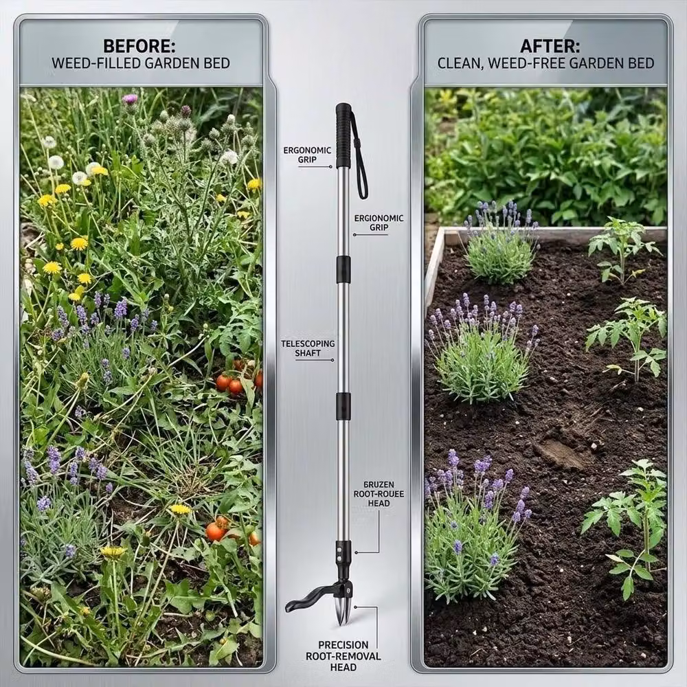 Havendro Manual Stand Up Garden Weed Puller and Grass Root Remover in Silver – 2