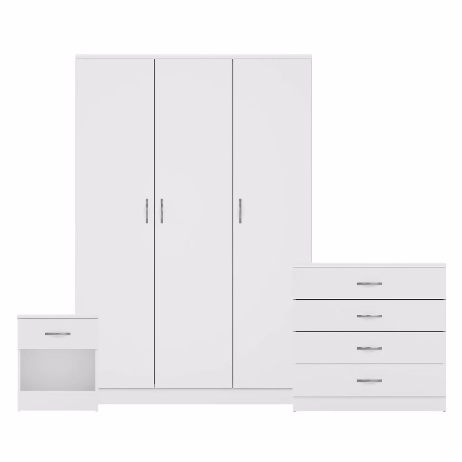 Vida Designs Riano 3 Piece White Bedroom Set Including 3 Door Wardrobe and 4 Drawer Chest – 2