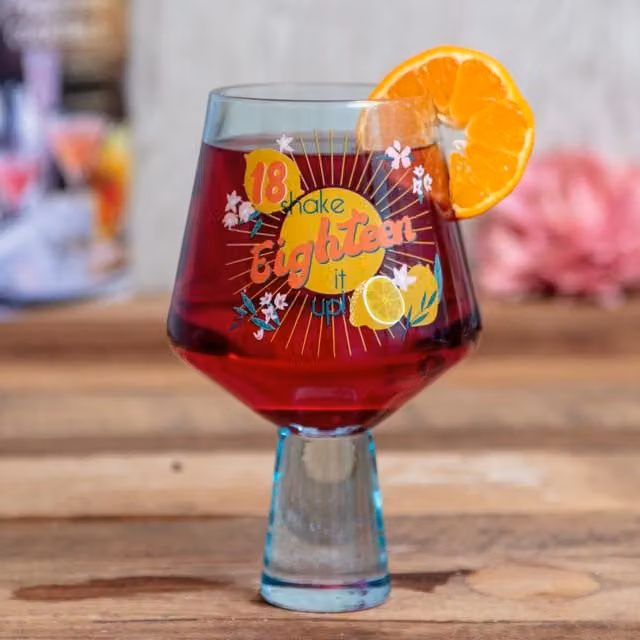 Boxer Gifts Women's 18th Birthday Cocktail Glass in Transparent Blue and Multicolour – 1