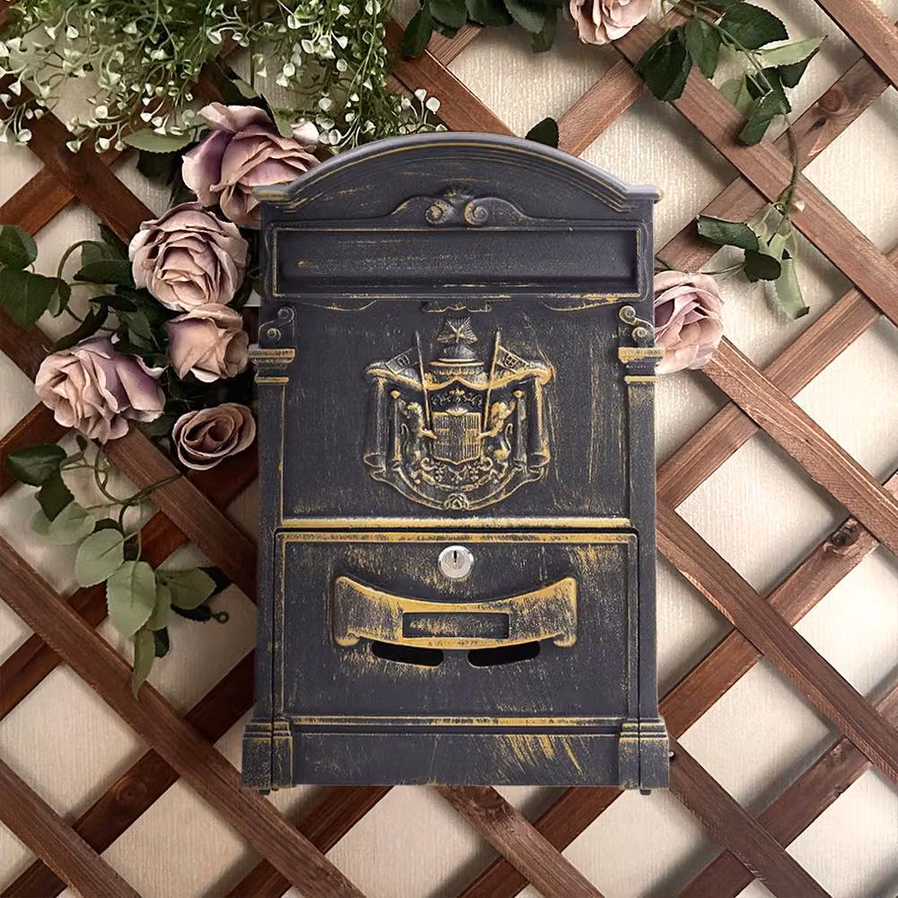 Living and Home Vintage Wall-Mounted Aluminium Lockable Letter Box in Black or Bronze, W/D/H: 42.0 x 26.0 x 8.5 cm – 5