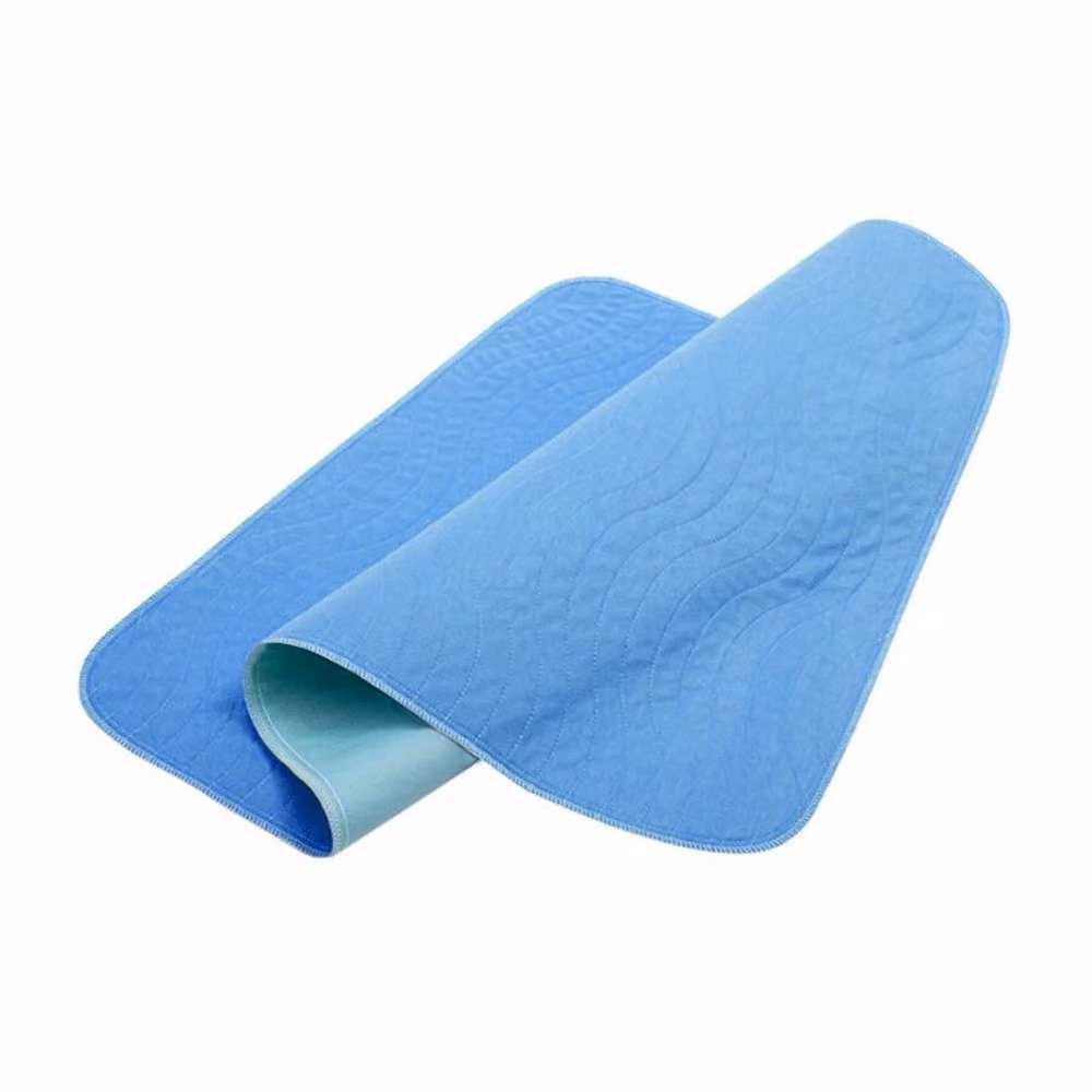 FLAVORA Washable Reusable Incontinence Bed Pad for Cot, Blue, Waterproof and Breathable with Non-Slip Backing – 2