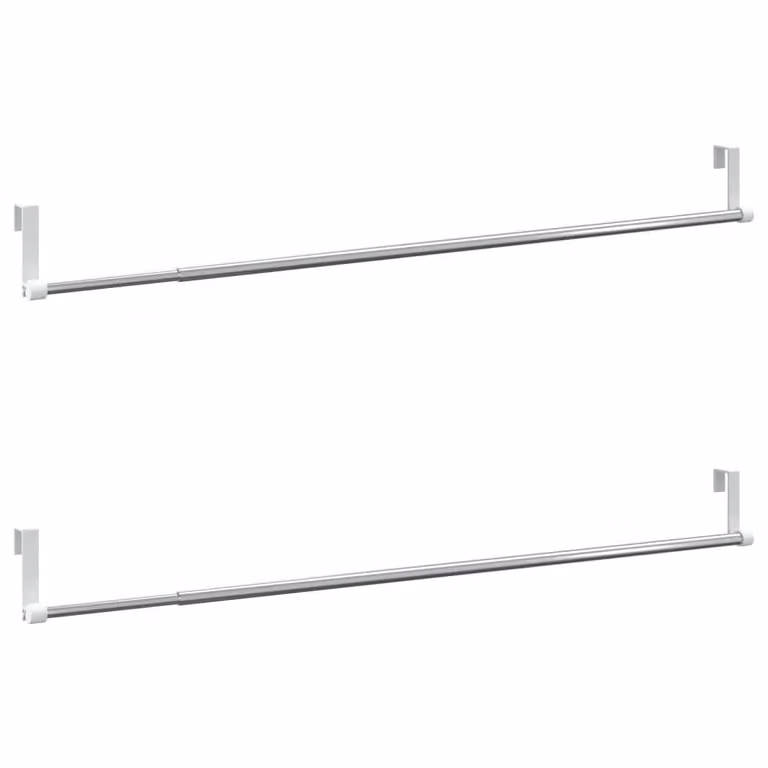 Berkfield Home Aluminium Straight Curtain Rails, 2 Pack, White and Silver, 60-105 cm