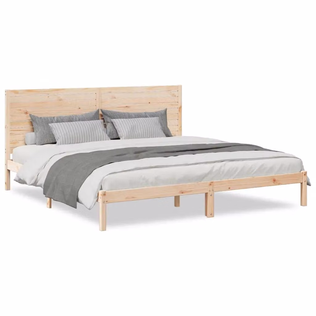 Berkfield Home Extra Long Solid Wood Bed Frame in Brown, W/D/H: 200 x 220 cm – 2