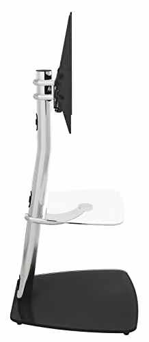 AVF Iseo Column TV Floor Stand in Black and Silver with Glass Shelves and Cable Management for up to 55 inch TVs – 3