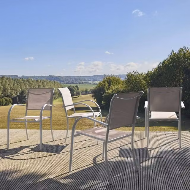 sweeek Set of 4 Modern Aluminium Garden Chairs in White