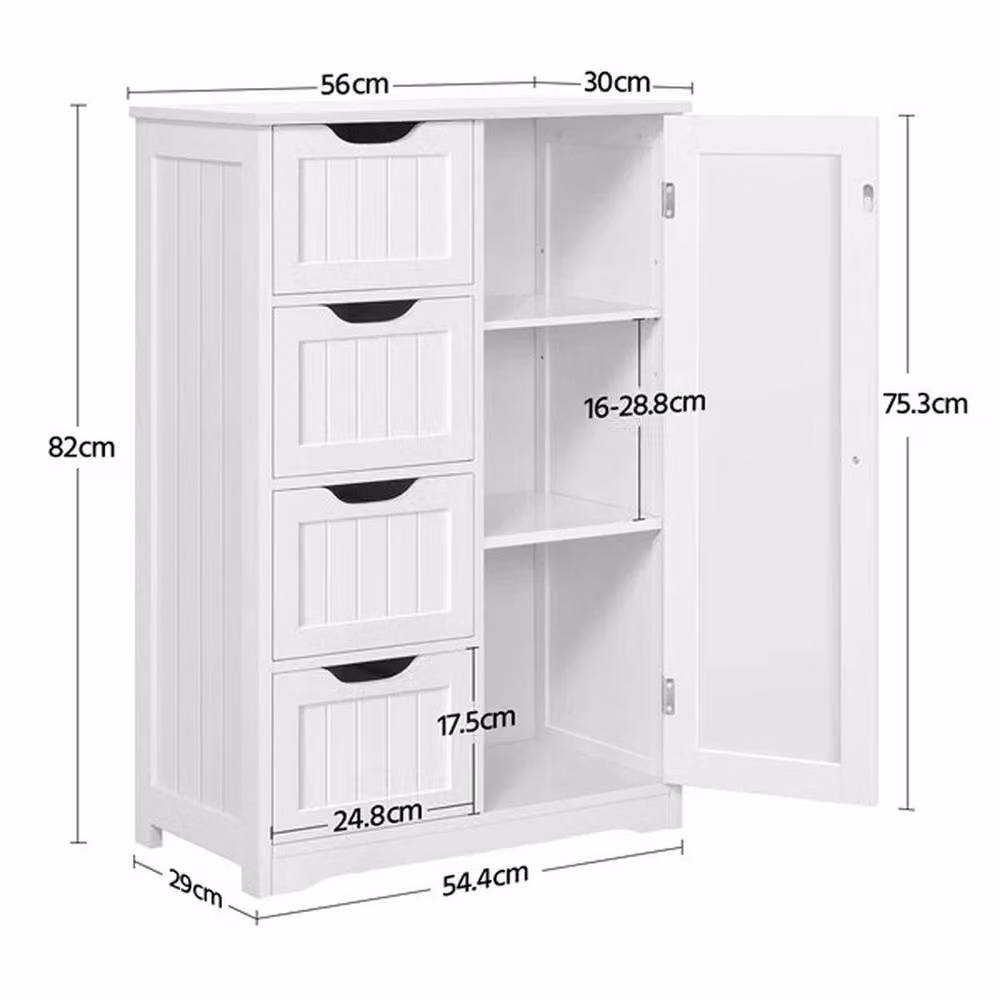 EONLION White Freestanding Bathroom and Kitchen Storage Cabinet with Internal Shelves and Hinged Doors – 2